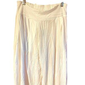 Windhorse Womens White Flowy Boho Cotton Elastic Waist Wide-Leg Pants L/XL